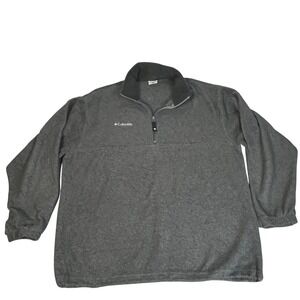 Columbia Sweater Mens Large Gray Half Zip Fleece Pullover Drawcord Hem Outdoor